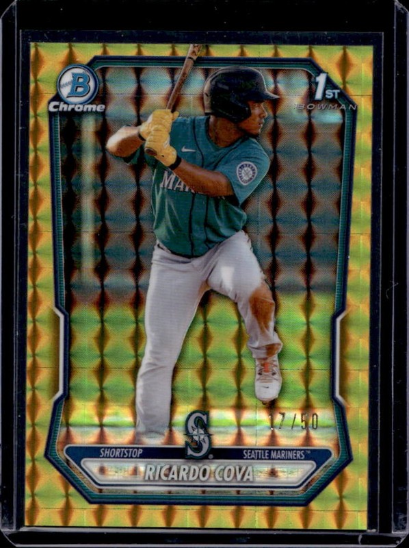 2026 Bowman Ricardo Cova Chrome Gold Geometric Refractor 1st #/50 Mariners
