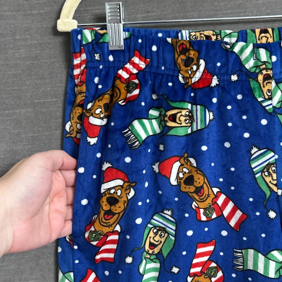 Pantalones de Pijama Scooby Doo M Azul Papá Noel Vacaciones Navidad Retro Difuso Suave Pijamas Foto 4 de 4
