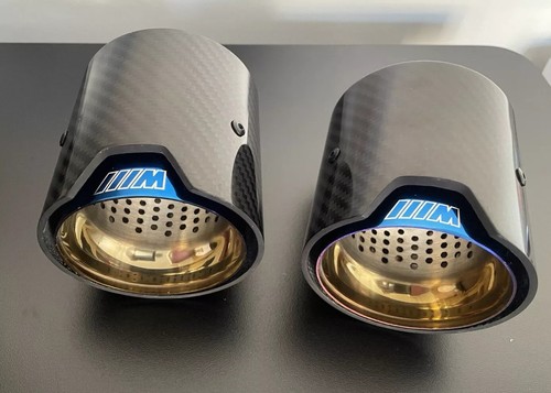 2x Gloss Black Carbon Fibre Exhaust Tips – For BMW M135i M140i 235i 240i 340i 440i