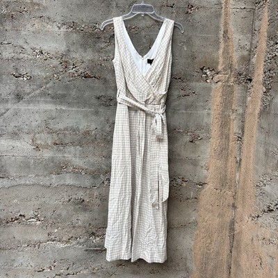 NwT Donna Karan NY Gingham Linen Wrap Dress Cottage Country Spring SummerMaxi 10