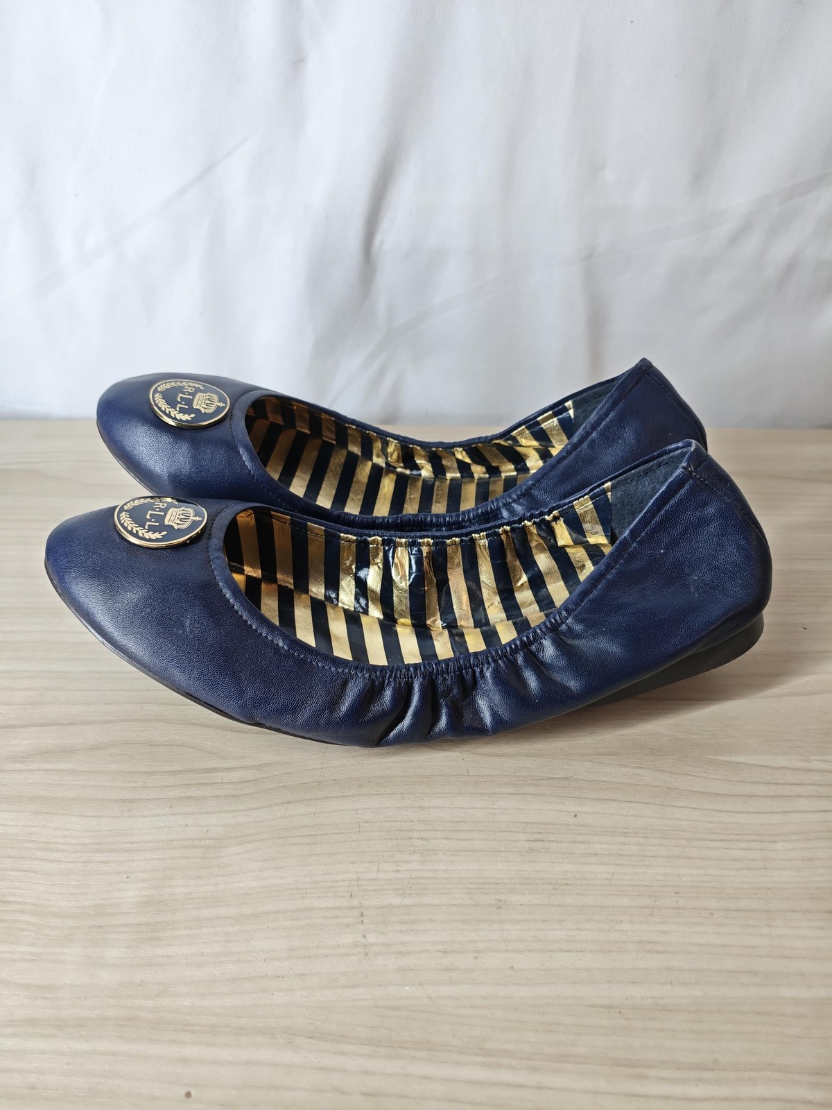 Lauren Ralph Lauren Shoes Womens Size 11 Navy Blue Ballet Flats Slip On Logo RLL