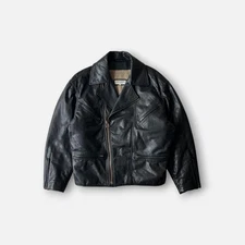 90s Giorgio Armani Double Raiders Jacket Goat Skin Size US 36 Black Italy