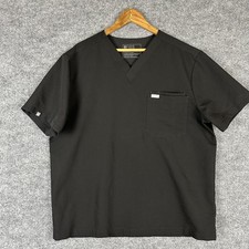 FIGS Scrub Shirt Mens XL Black Technical Collection Leon Short Sleeve V Neck Top