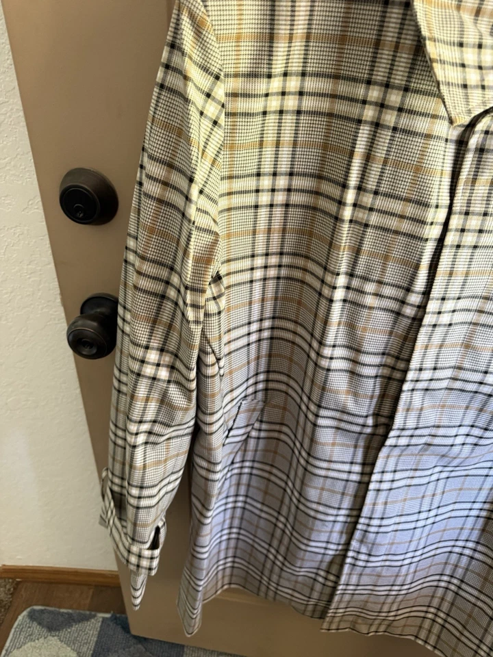 JF J. Ferrar Water Repellent Trench Coat Womens Sz XXL Plaid Brown Lined Jacket - Image 3 of 4