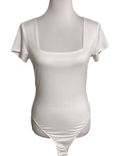 Classic Square Neck White Short Sleeve Bodysuit