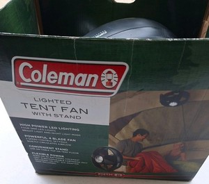 Coleman Camping Tent Ceiling Fan & Light Hanging or Magnetic Mounting, Battery