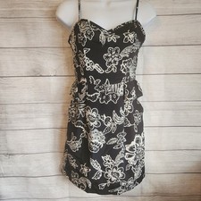 American Eagle Women’s Dress Size 0 Black White Floral Spaghetti Strap Mini