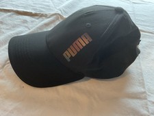 PUMA Black Adjustable Baseball Cap White Logo Unisex Adults One Size