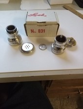 Leonard Pewter Salt And Pepper Shakers,   Italy, No.831,  About 2 In. Tall,NEW