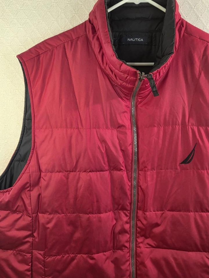 Chaleco acolchado Nautica 2XL reversible rojo negro sin mangas cremallera completa logotipo Foto 3 de 4