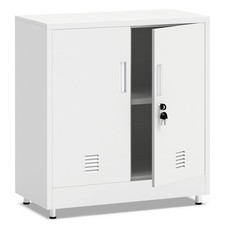 Metal Storage Cabinet with Locking Doors and Adjustable Shelf, Small Lockable...