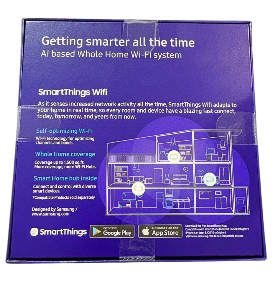 Samsung ET-WV525BWEGUS SmartThings Wi-Fi Mesh Router, White - Image 4 of 4