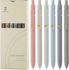 Gel Pens, 6 Pcs 0.5Mm Quick Dry Black Ink Pens Fine Point Smooth Writing Pens, C