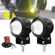 LED Yellow Fog Lights with Switch Motorcycle Spotlights Yellow White Addition...