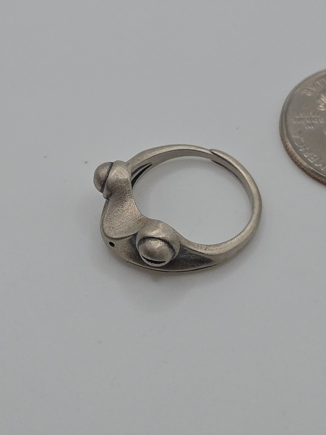 Sterling Silver 925 Adjustable Frog Ring Size 7 - image 5