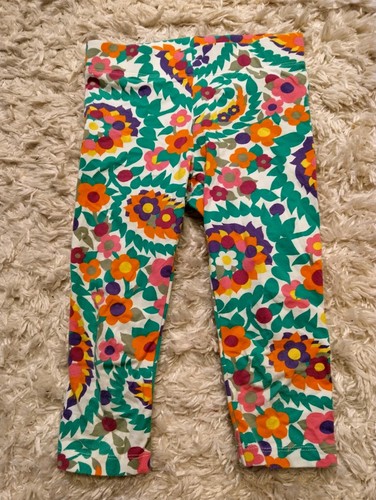 Lot (2) MINI BODEN leggings print floral green & light blue plaid sz 6 - 7 yrs - Picture 3 of 9