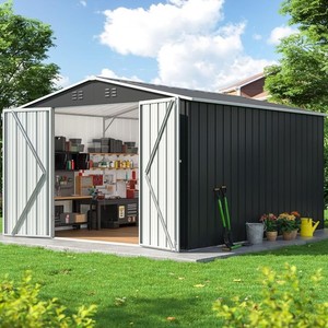 8x12FT Outdoor Metal Storage Shed Garden Heavy Duty Tool Shed with Lockable Door