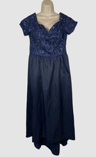 Adrianna Papell Women's Blue Sequined Taffeta Dress Size 2