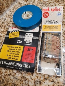 SUPER 8 50 FT Reel with Storage Cover + 40 SPLICE tape BUNDLE mix + 16mm
