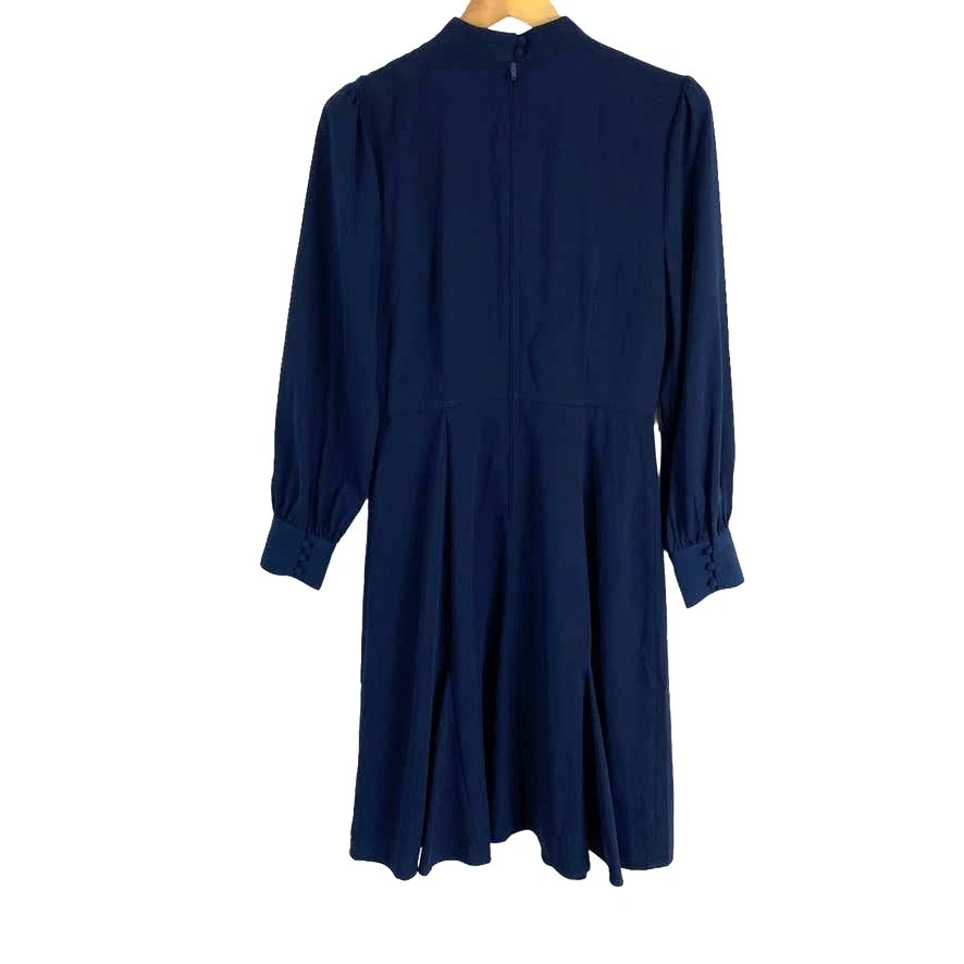 Платье миди Modcloth темно-синее с замочной скважиной утонченное скромное свадебное для гостей карьера 10 - Изображение 3 из 4