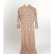 Chinese Cheongsam Asian Mandarin Collar Side Slits Floral Form Fitting Dress