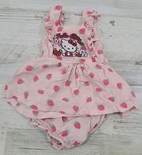 Hello Kitty Baby Girl Clothes 2 Pc Set Romper Overall Tik Tok Sanrio 3M