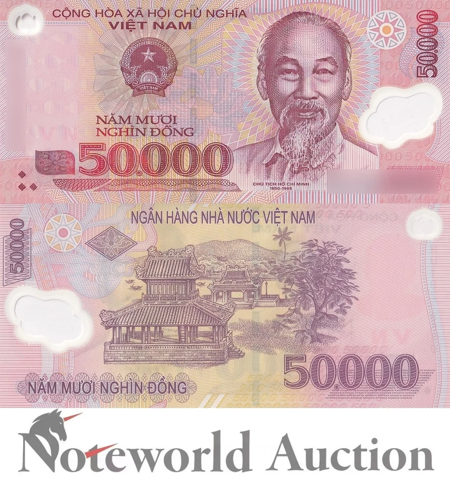 VIET NAM VIETNAM 50000 Dong 2019 P 121 Polymer Lot 5 pcs 1/20 Bundle UNC - Image 2 of 4