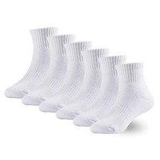 Boys Socks Kids Cushioned Crew Socks 10-14 Years Add Cushion white 6 Pack