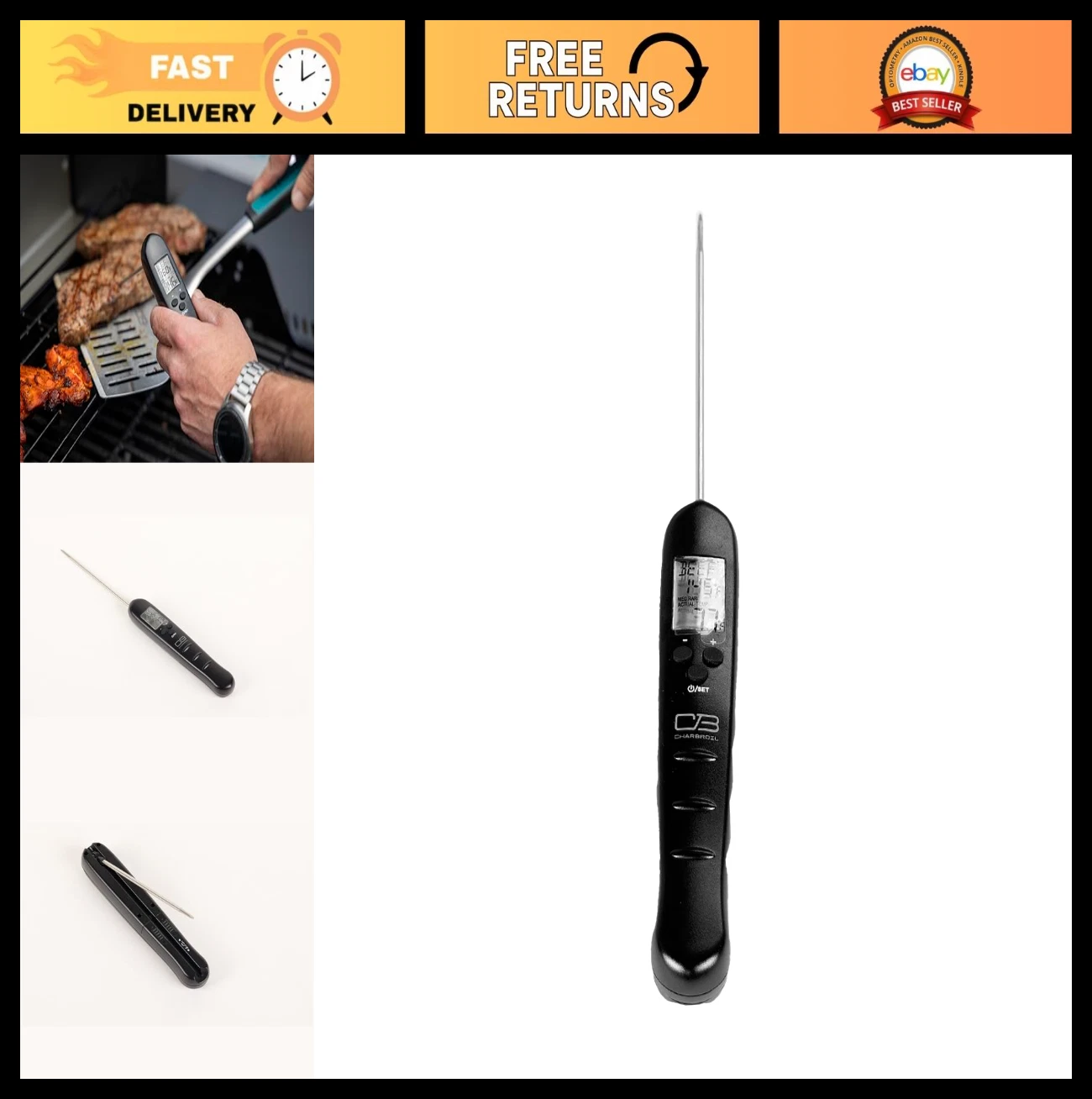 Instant Read Digital Meat Thermometer - Accurate Cooking Temperature Gauge, Fast
