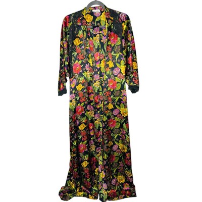 Vintage Vanity Fair Floral Lace Robe Kimono Dressing Gown Tropical Old  Money