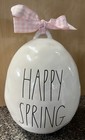 Rae Dunn “Happy Spring” 9” Easter Egg With Pink Checkered Ribbon  — photo 1
