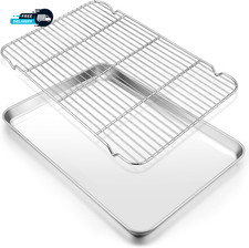 Large Baking Sheet with Rack Set, 20  X14  Stainless Steel Cookie Sheet Pan