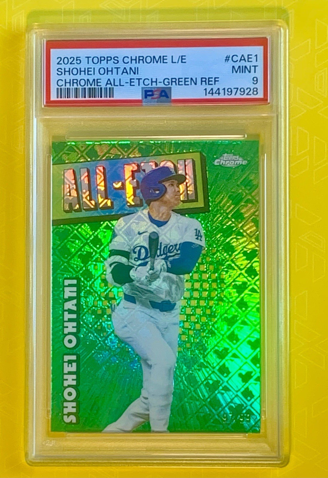 2025 Topps Chrome Green Logofractor Edition-All-Etch/99 Shoshi Ohtani CAE1/PSA 9 view 3