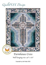 Quiltfox Design Farmhouse Cross Pattern, White, 46.00 x 60.00