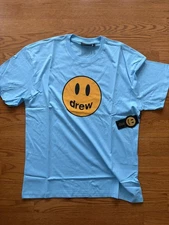 Drew House Mascot T shirt Justin Bieber SKY LIGHT BLUE Skate SS Size L