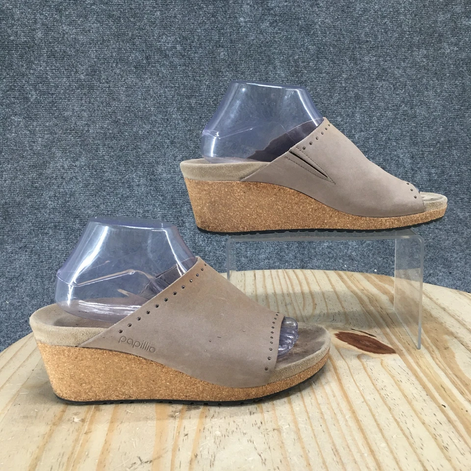 Sandalias Papillio By Birkenstock para mujer 9 Namica remache corcho cuña deslizable marrón Foto 2 de 4