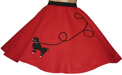 Red FELT Poodle Skirt _ Girl Size SMALL (Ages 4-6) _ Waist 18''- 24'' _ L: 18''