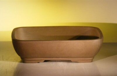 Tan Unglazed Ceramic Bonsai Pot Rectangle Measures: 14.125'' x 11.0'' x 4.0''