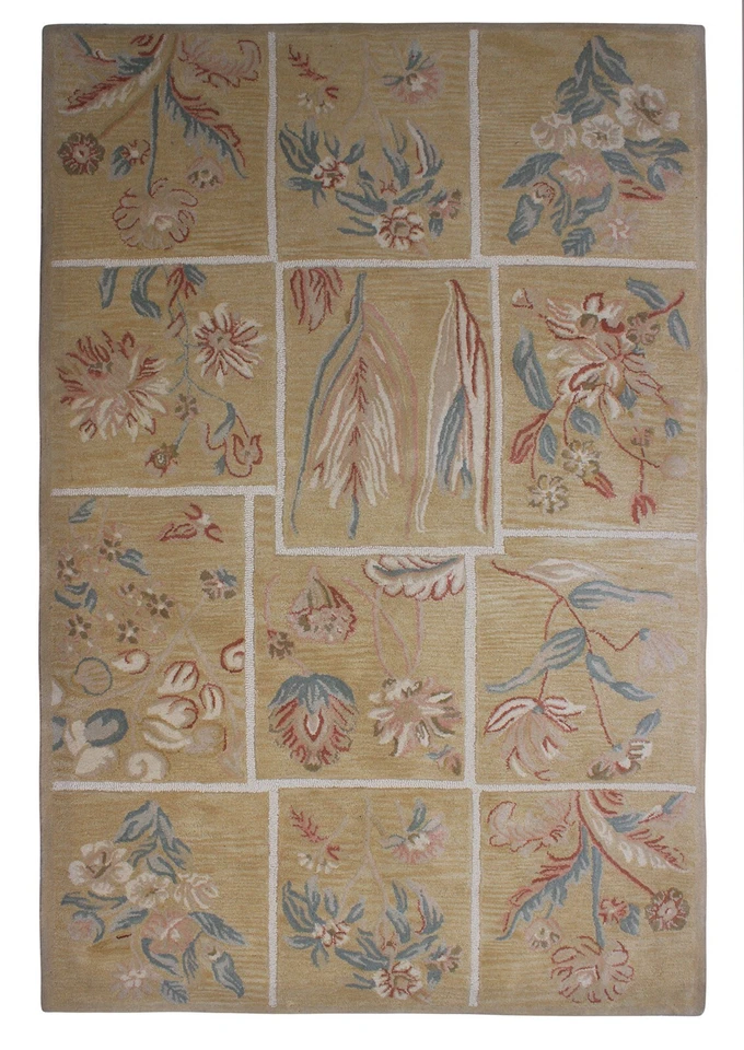 Hand Tufted Brown Wool Area Rug Flat Weave Living Room Carpet Bohemian Mat 5x8ft - Image 4 of 4