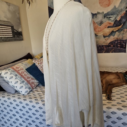 Marla Wynne Cardigan Sweater Womens 1X Cream Long Sleeve Knit Draped Duster - Bild 6 von 13