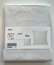 IKEA AINA Pillow Cushion Cover  100% Linen White 26"x26" New 005.400.46