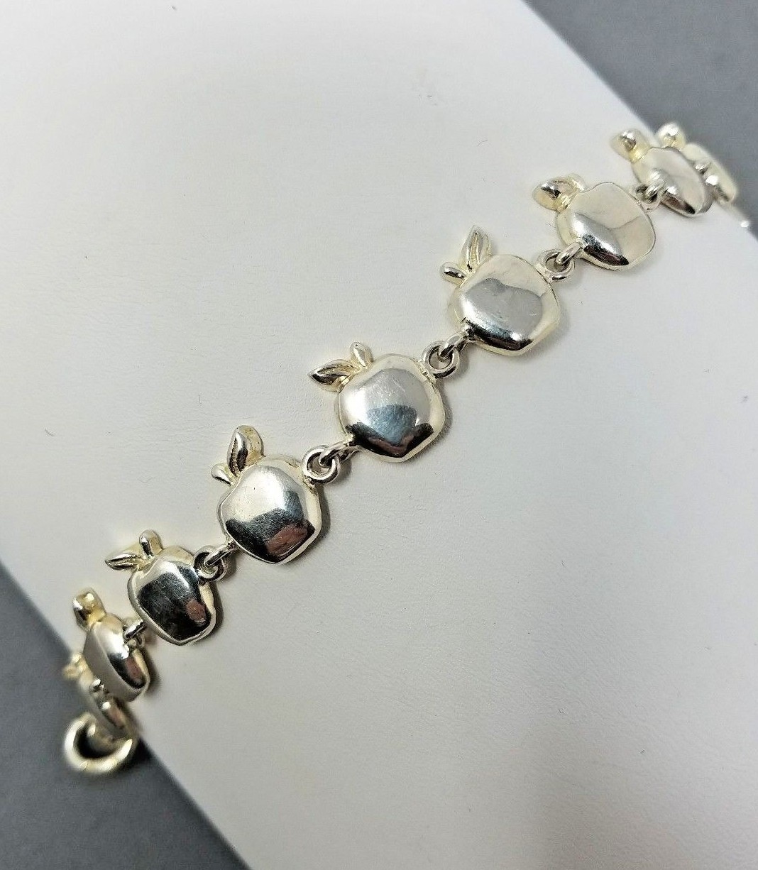 Apple Bracelet Sterling Silver Solid 925 Toggle C… - image 1