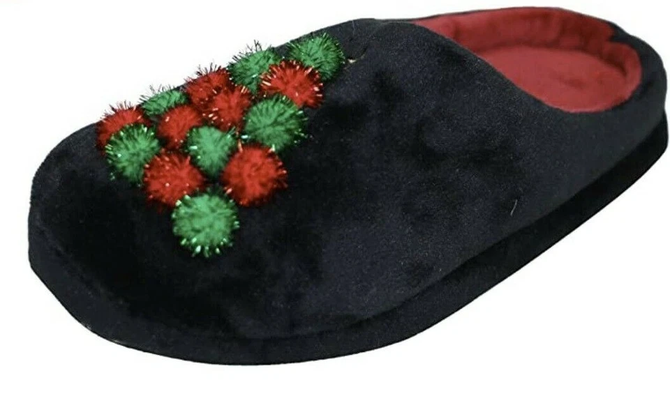 Zapatillas zueco Charter Club para mujer árbol de Navidad pompones pequeñas-medianas 7-8 Foto 2 de 4