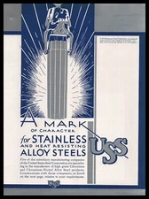 1931 US Steel Stainless And Heat Resisting Chromium Nickel Alloy Steels Print Ad
