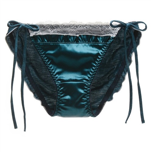 Lady Girl Satin Panty Tie Side Triangle Briefs Bikini Panty Lace Sweet Sexy Soft - Picture 13 of 14