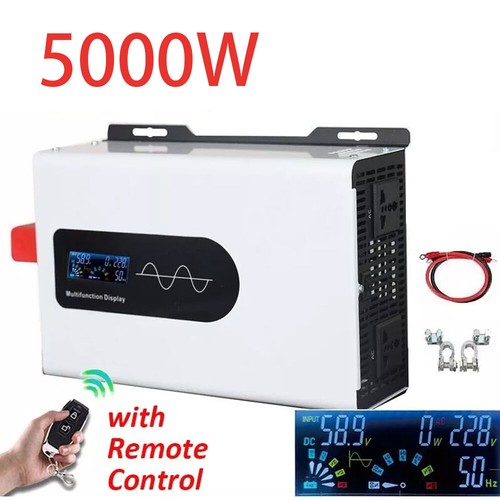 5000W LCD Power Inverter DC 24V To AC 110V Solar Pure Sine Wave Converter NewKB