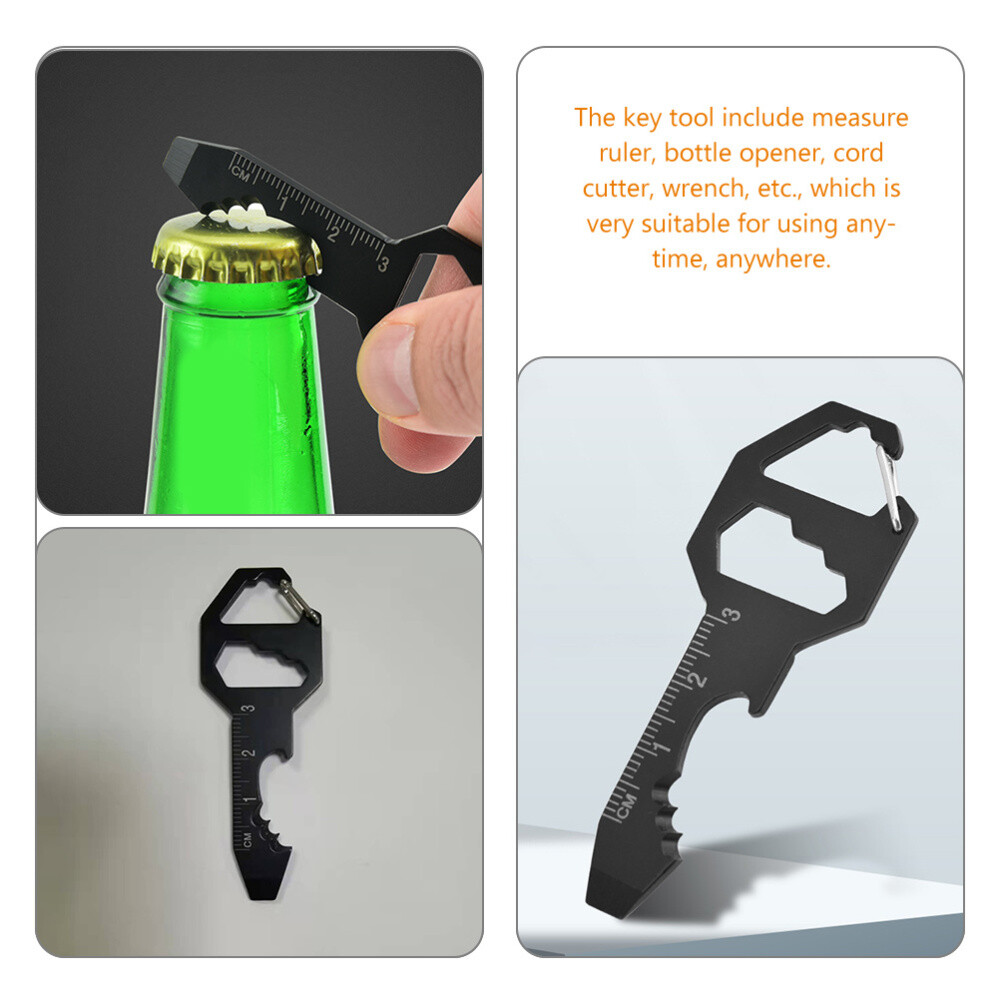 Compact Multi-Tool Card with Bottle Opener & Survival Keychain Features  