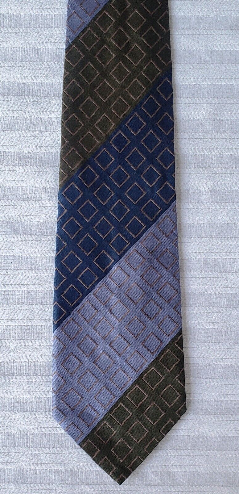 Vintage 80's Gene Meyer Silk Color Block Tie with… - image 2