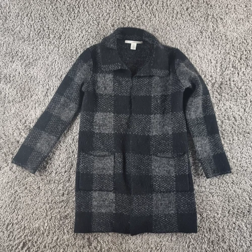 Max Mara Jacket Womens Medium Max Studio Black Grey Long Wool Blend Cardigan