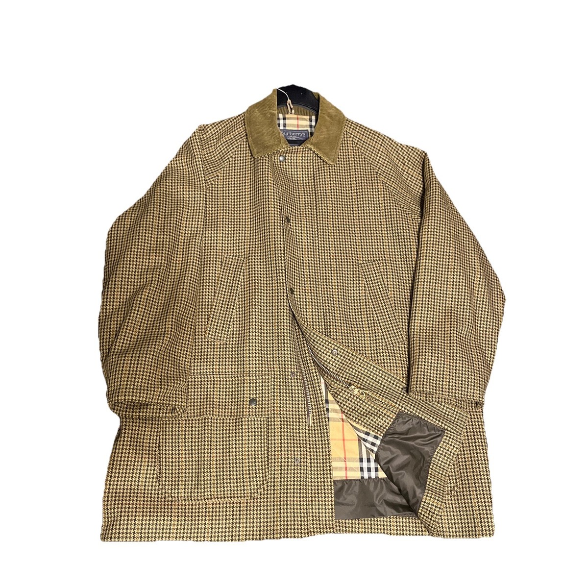 RARE BURBERRY Mens Coat 2XL Jacket Nova Check London Vintage Wool